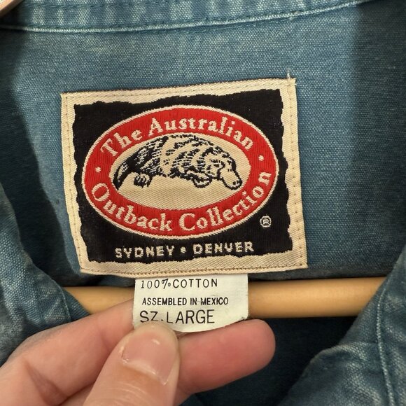 Australian Outback Collection Button Up Shirt Teal Western Thick 100% Cotton L - Picture 10 of 10